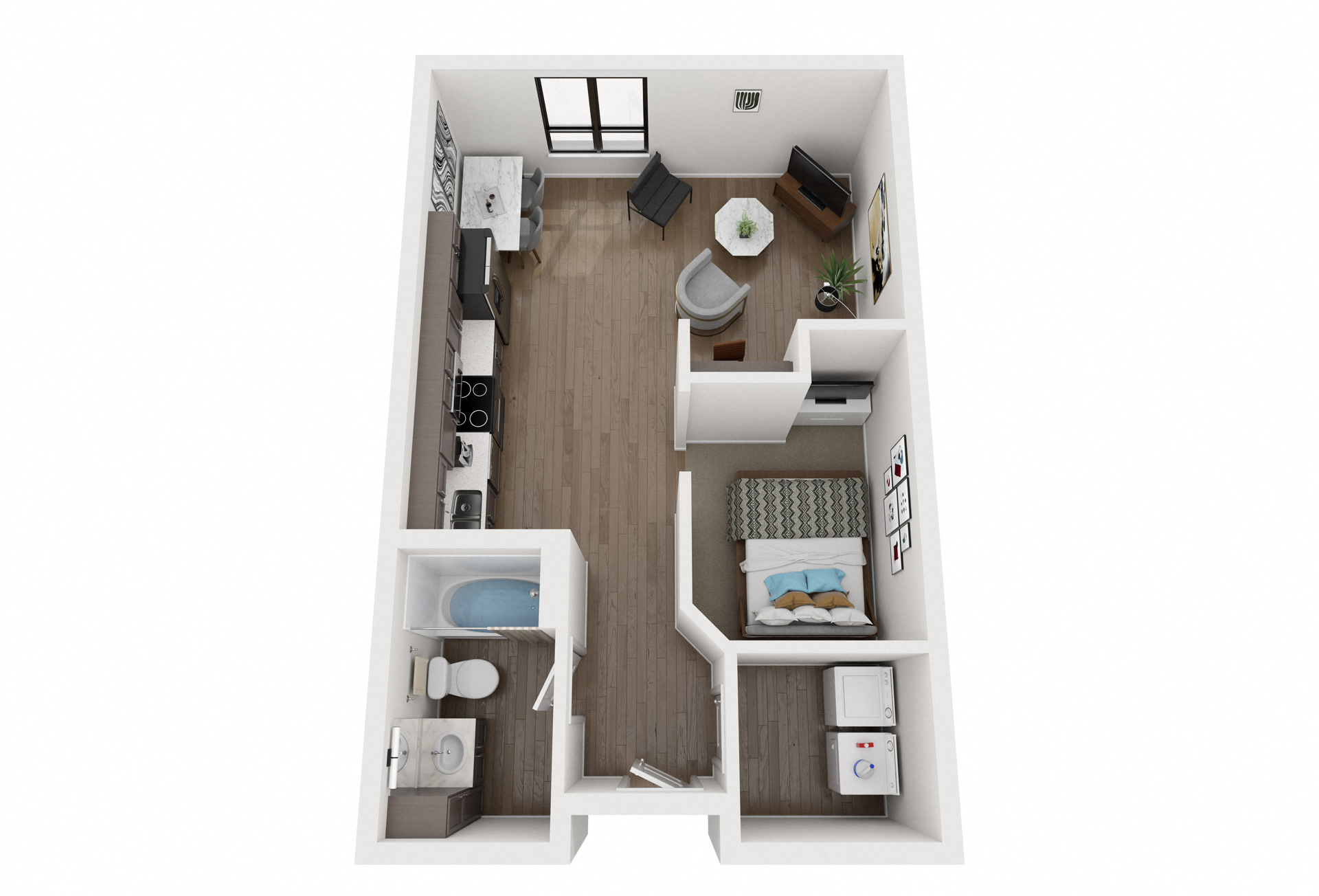 Floor plan for studio, 1 bath, 562 sqft